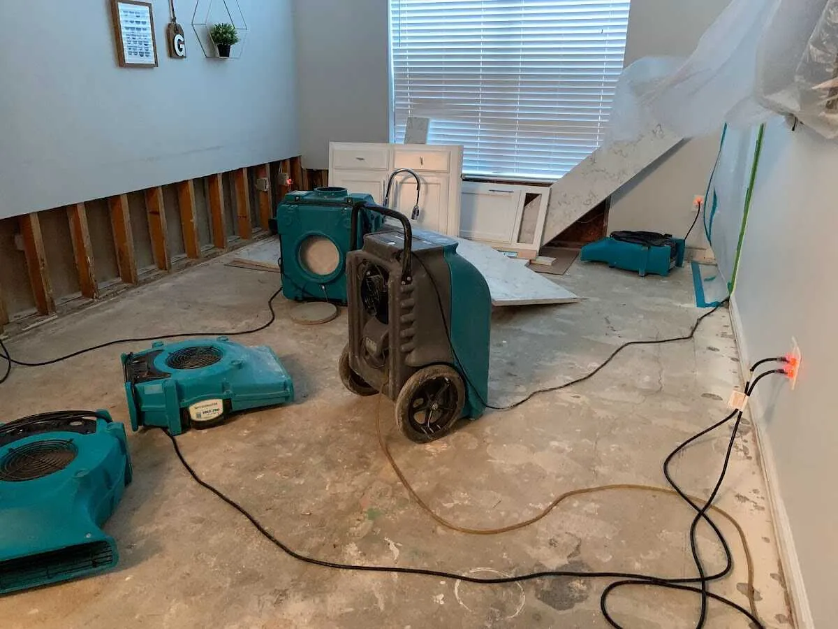 Dehumidifier in flood-cut room for Water Damage Restoration in South Lebanon